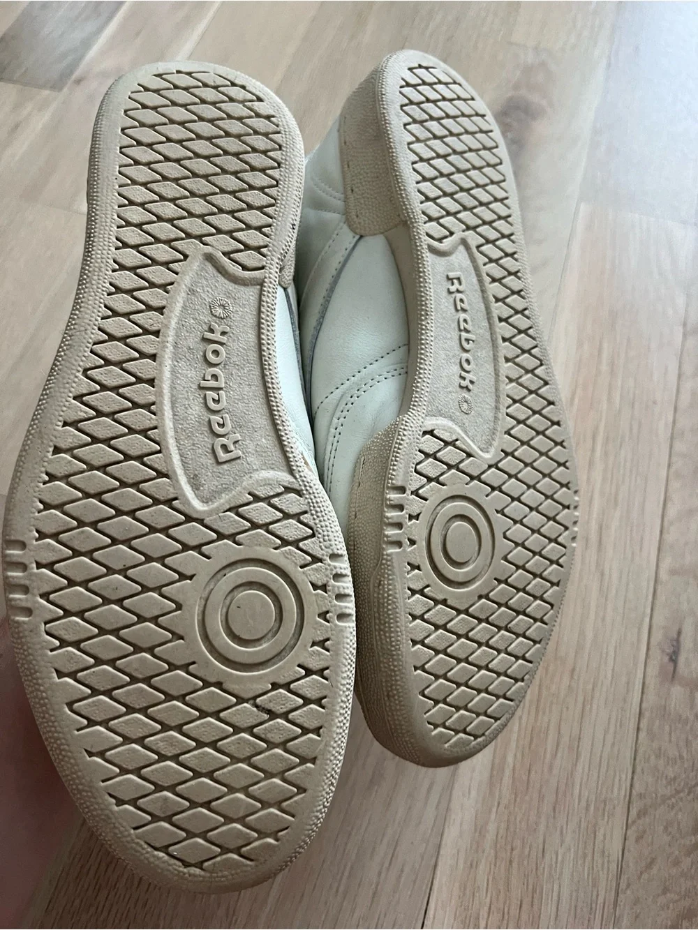 Reebok Cream and Green Low-Top Sneakers